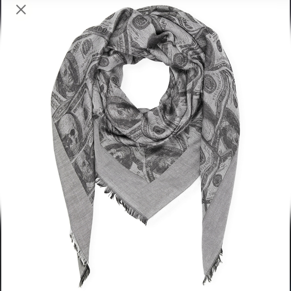 Philipp Plein Foulard Dollar Silk Satin Scarf, Brand New Never Used, Deadstock !